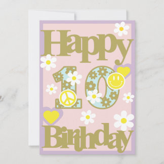 Happy 10th Birthday – Girl’s Card with Flowers