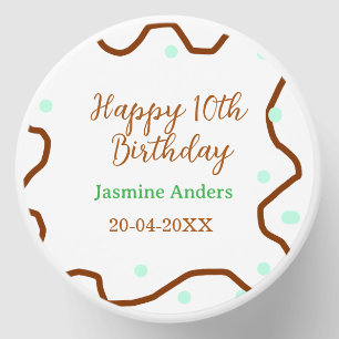 Happy 10th birthday green pastel brown border span mini candle favors