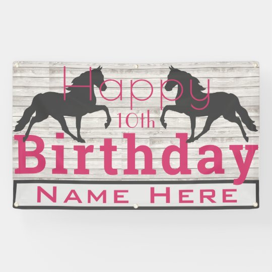 Happy 10th Birthday Horse Theme Rustic Raspberry Banner | Zazzle.com