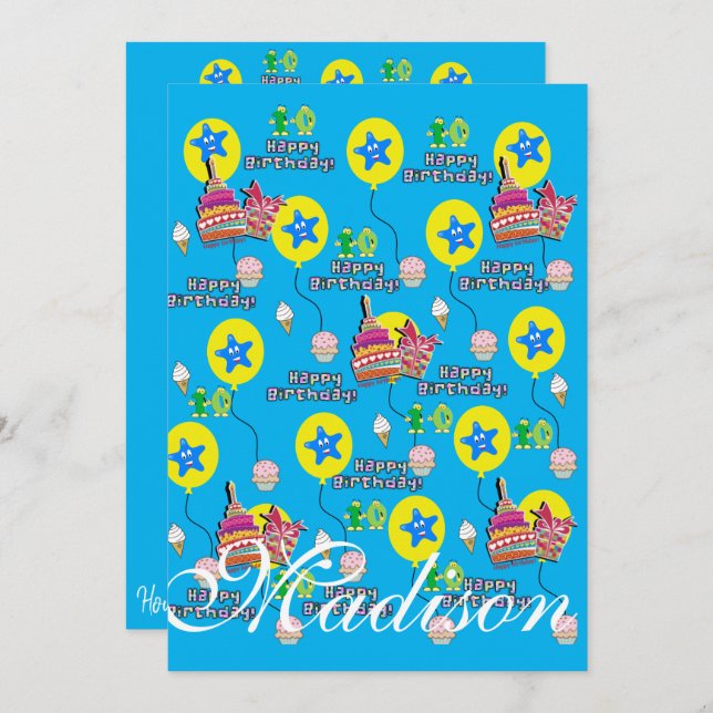 Happy 10th Birthday Invitation Birthday #10 Blue (Front/Back)