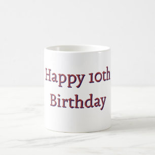 happy 10th birthday pink bluesimple minimal name coffee mug