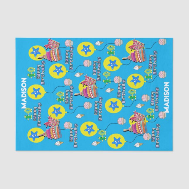 Happy 10th Birthday Tissue Paper #10 Blue (Front)