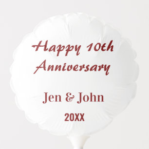 Happy 10th wedding anniversary mauve simple name balloon