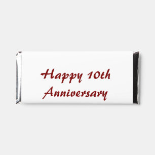 Happy 10th wedding anniversary mauve simple name hershey bar favors