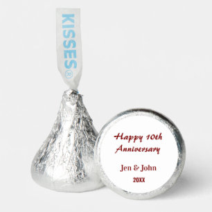 Happy 10th wedding anniversary mauve simple name hershey®'s kisses®