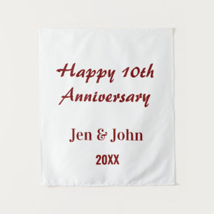 Happy 10th wedding anniversary mauve simple name tapestry