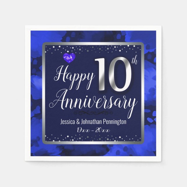Happy 10th Wedding Anniversary Napkins (Front)