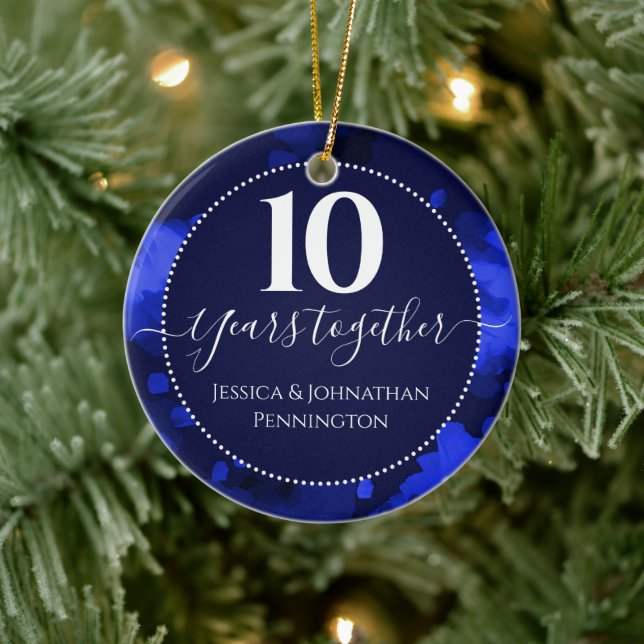 Happy 10th Wedding Anniversary One Photo Ceramic Ornament (Tree)