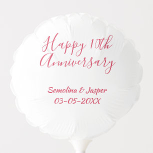 happy 10thanniversary red name retro simple modern balloon