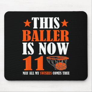 Happy 11th Birthday 11 Year Old Basketball 11th Bi Mouse Pad
