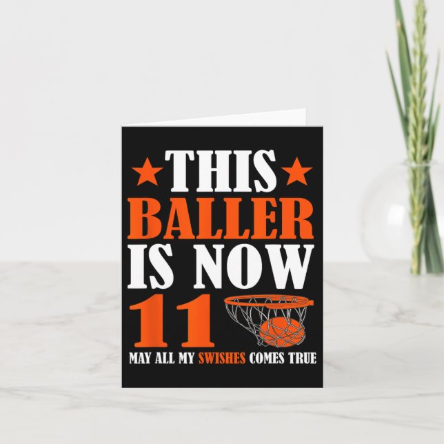 Happy 11th Birthday 11 Year Old Bysketbyll 11th Bi Card (Front)