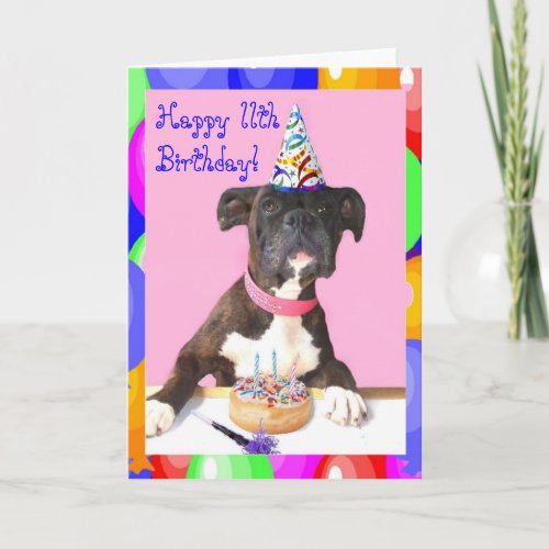 Happy 11th Birthday Boxer greeting card