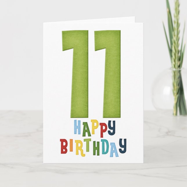 Happy 11th Birthday Colorful Greeting Card (Front)