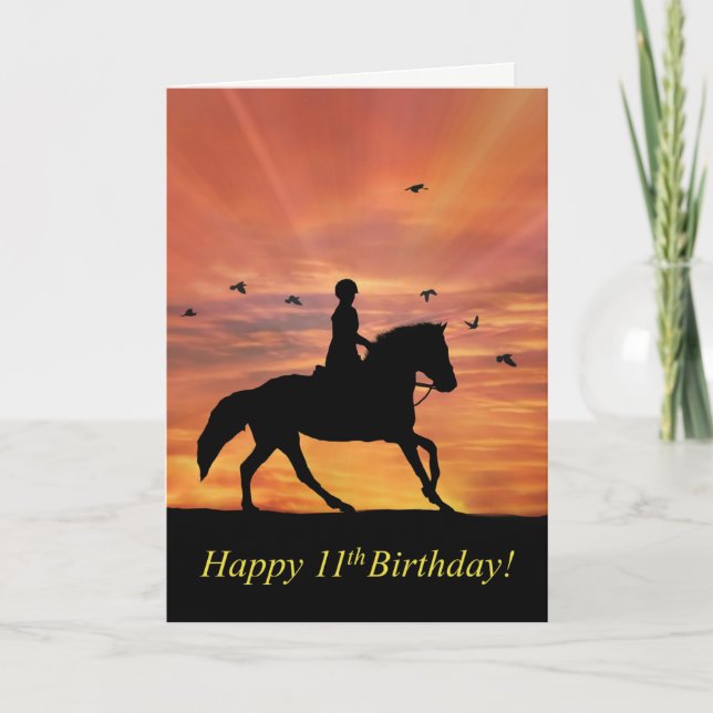 Happy 11th Birthday Horse and Rider Card (Front)