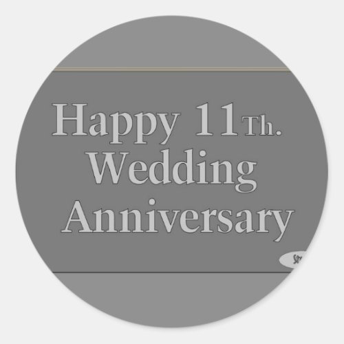 Happy 11Th Wedding Anniversary Steel Classic Round Sticker