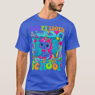 Happy 120th Day Of School Cute Unicorn kids 120 Da T-Shirt