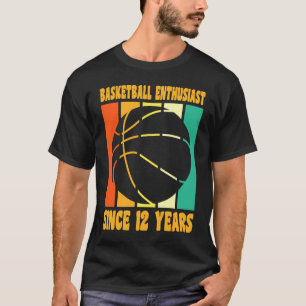 Happy 12 Birthday 12 Year Old Retro Basketball 12t T-Shirt