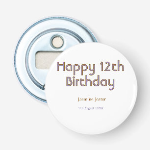 happy 12th birthday blue golden name date simple bottle opener