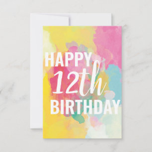 Happy 12th Birthday Card ("Watercolour Gradients")