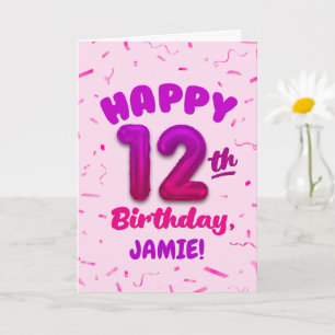 Happy 12th Birthday Card with Custom Name