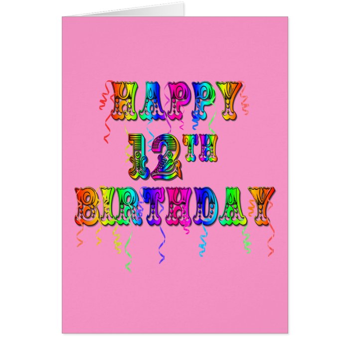 Happy 12th Birthday Gifts and Birthday Apparel Greeting Card