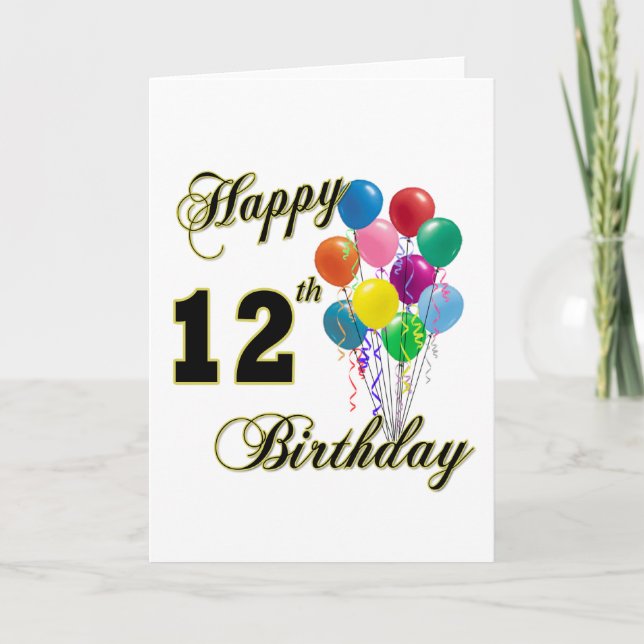 Happy 12th Birthday Gifts and Birthday Apparel Card (Front)