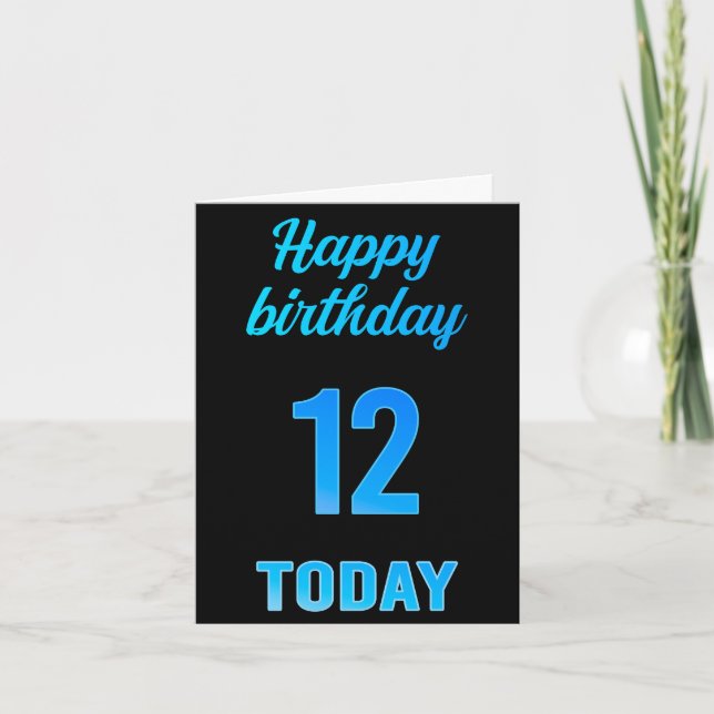 Happy 12th Birthday Great Black and blue boy Card (Front)