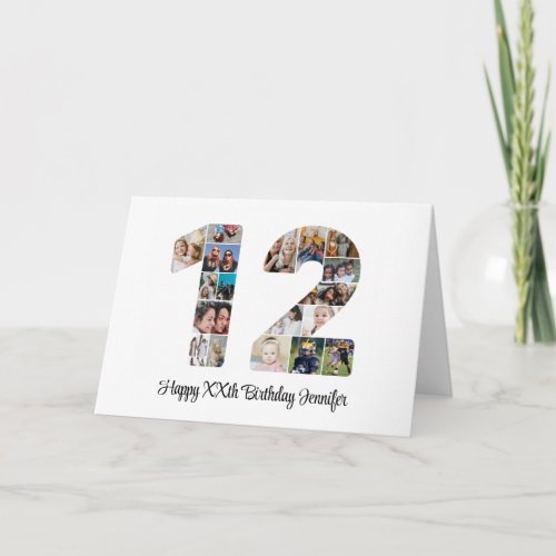 Happy 12th Birthday Number 12 Custom Photo Collage Card