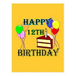 Happy 12th Birthday Postcards | Zazzle