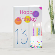 Happy 13th Birthday Cake Candles Greeting Card