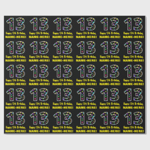 Happy 13th Birthday, Fun Colorful Stars Pattern 13 Wrapping Paper