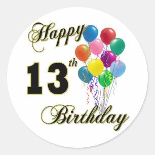 Happy 13th Birthday Gifts and Birthday Apparel Classic Round Sticker