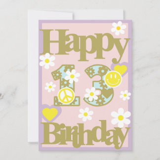 Happy 13th Birthday – Girl’s Card with Flowers