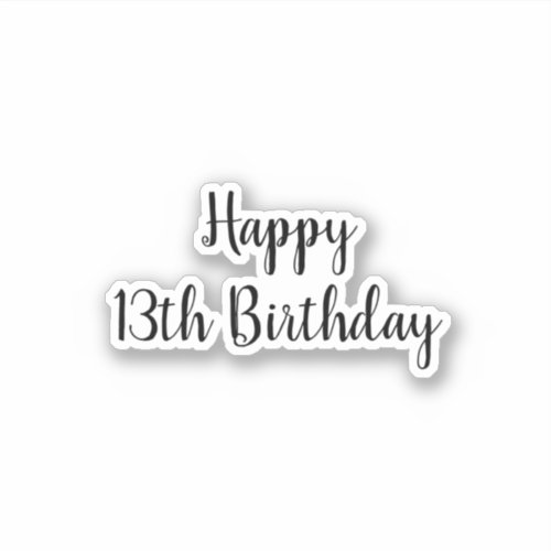 Happy 13th Birthday Simple Minimalist Custom Age Sticker