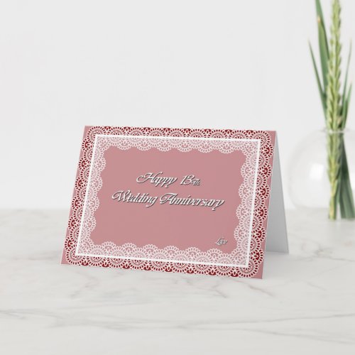 Happy 13Th Wedding Anniversary Lace Card