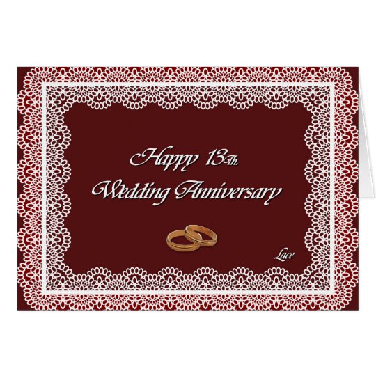 Happy 13Th. Wedding Anniversary Lace Card | Zazzle.com
