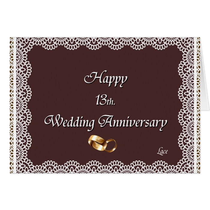 Happy 13th. Wedding Anniversary Lace Card | Zazzle