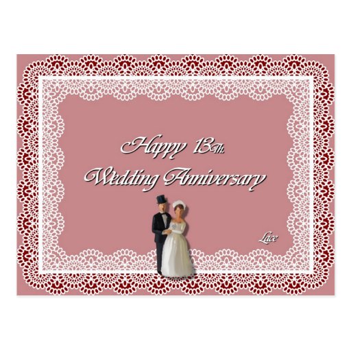 Happy 13Th. Wedding Anniversary Lace Postcard | Zazzle