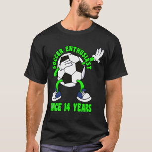 Happy 14 Birthday 14 Year Old Dabbing Soccer 14th  T-Shirt