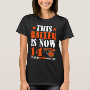 Happy 14th Birthday 14 Year Old Basketball 14th Bi T-Shirt