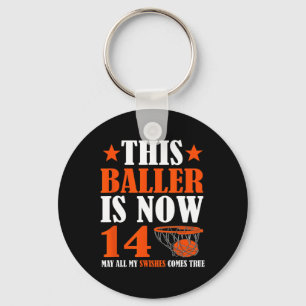 Happy 14th Birthday 14 Year Old Bysketbyll 14th Bi Keychain