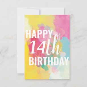 Happy 14th Birthday Card ("Watercolour Gradients")