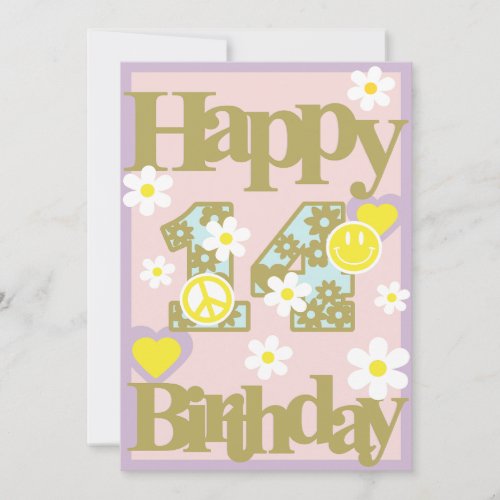 Happy 14th Birthday – Girl’s Card with Flowers