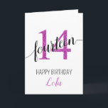 Happy 14th Birthday Pink Glitter girly Card<br><div class="desc">Celebrate a special 14th birthday with this stunning pink glitter-themed greeting card, designed by The Arty Apples. Perfect for wishing a happy 14th birthday to a young teen, this card features a vibrant glittery design that adds a touch of sparkle to their day. Ideal for a daughter, niece, or friend,...</div>