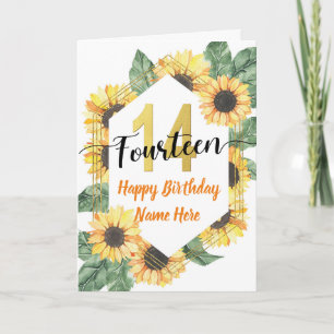 Happy 14th Birthday Sunflower Greeting Card