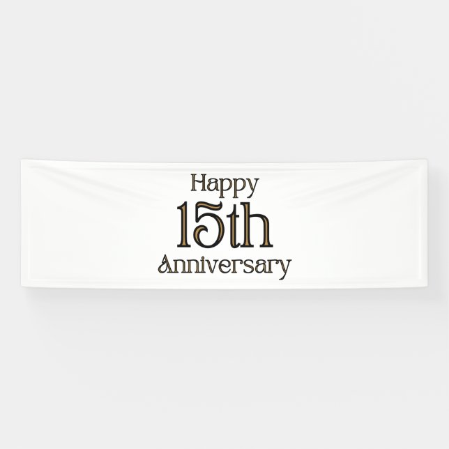 Happy 15th Anniversary 2.5x8 Vinyl Banner (Horizontal)