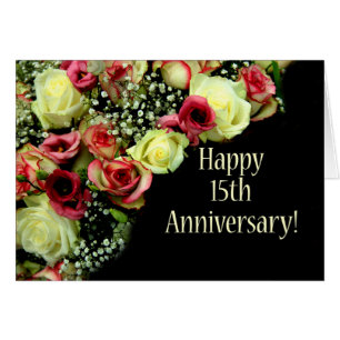 Happy 15th Anniversary roses Cards