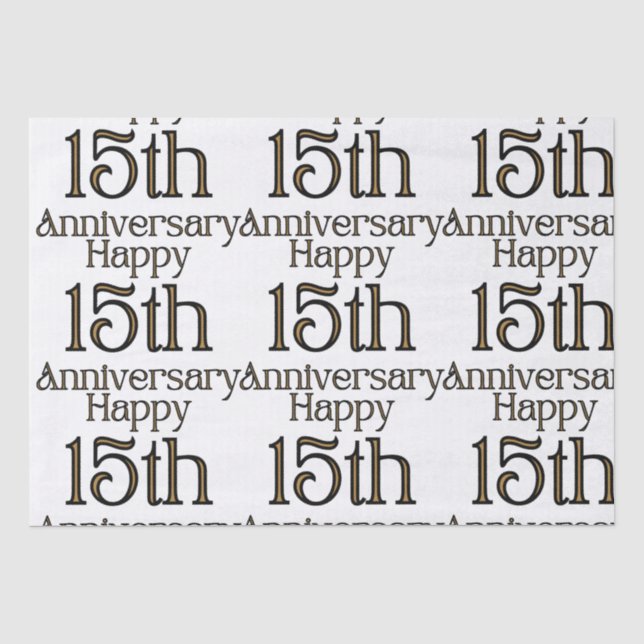 Happy 15th Anniversary Tissue Paper (Front)