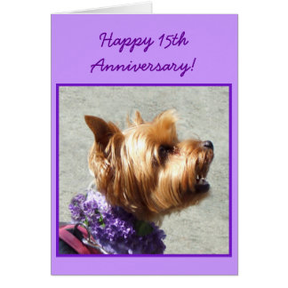 Happy 15th Anniversary Yorkshire Terrier card