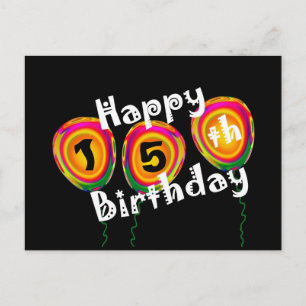 Happy 15th Birthday Colorful Balloons Postcard